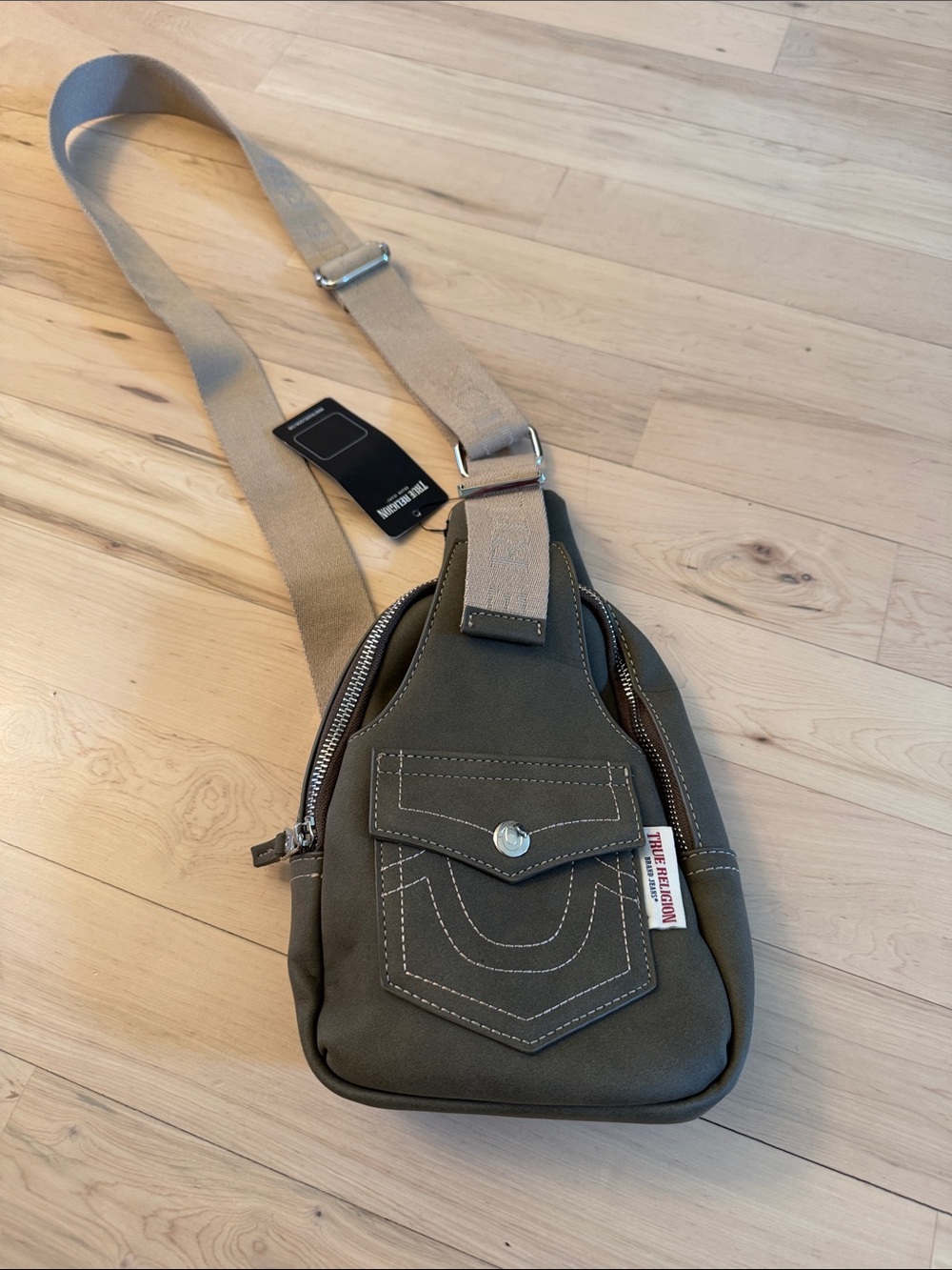 True Religion Sling Bag Purse-Green-Tan-New-Y2K-Western-Crossbody
